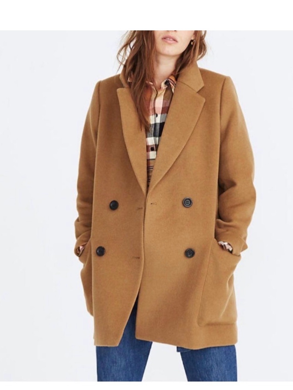 Madewell Hollis Wool-Blend Double-Breasted Camel Coat